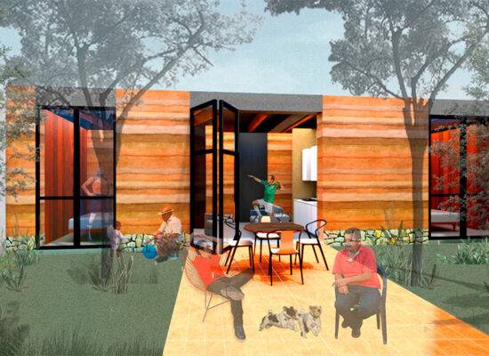 Render Airbnb casas de adobe arquitectura sustentable